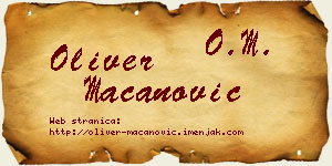 Oliver Macanović vizit kartica